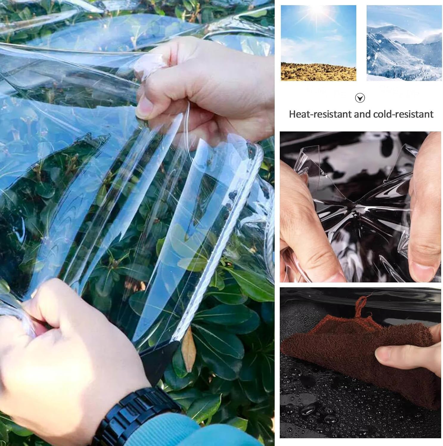 Transparent Tarpaulin Waterproof, Heavy Duty Protective Tarpaulin, 0.35mm Thick, Outdoor PVC Plastic Tarp Curtains, Gazebo Pergola Carport Side Panels, Clear Plant Covers,C-1×1m/3.3×3.3ft