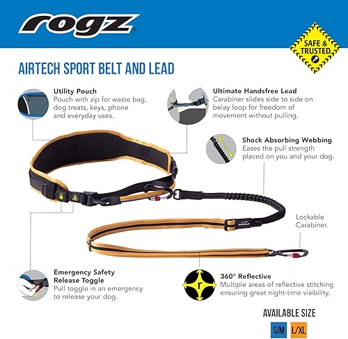 Miniatura 4 de AirTech - Juego de cinturón y correa deportiva para perros, SM - SM - Rosa atardecer