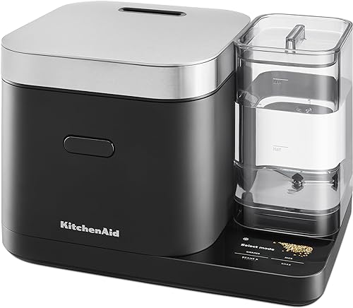 KitchenAid Olla para cereales y arrocera de 8 tazas con escala integrada de detección automática + tanque de agua, KGC3155, negro mate