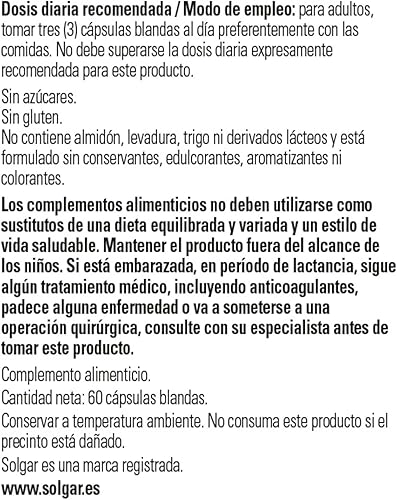 Miniatura 2 de Solgar 1300 mg Omega 3-6-9 - 60 cápsulas blandas - Apoyo para la salud del corazón, las articulaciones y la piel - Sin OMG, sin gluten - 20 porciones