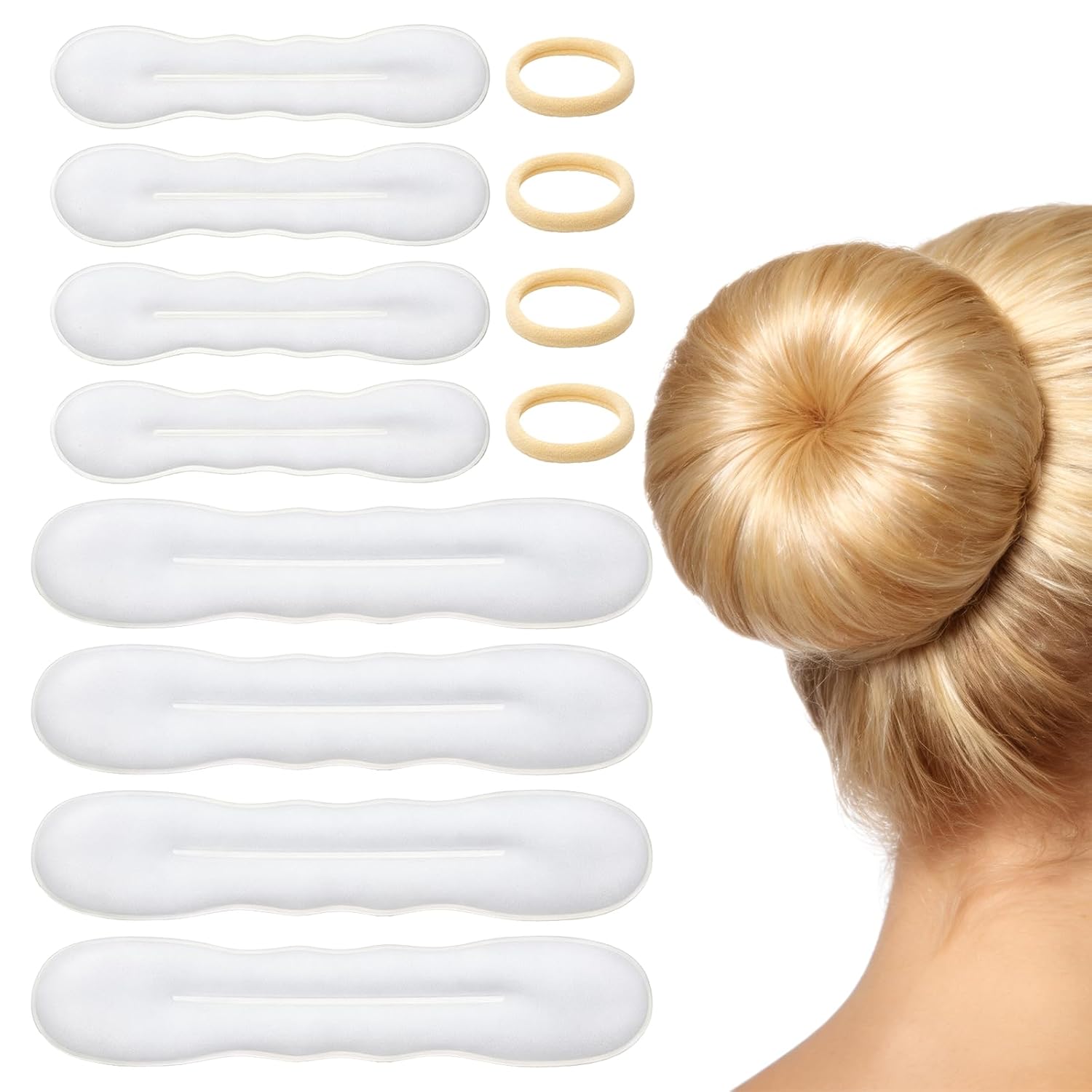 8 Pcs Hair Bun Maker Sponge Hair Updo Shaper Styling Accessories Lazy Hairs Curler Clips Easy Bun Twister Magic Snap Roll Sponge for Women Ballet French Twist Long Thin Curly Straight Wavy