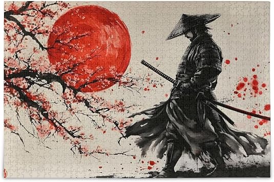 Jigsaw Puzzle Vintage Japanese Samurai for Adults 1000 Pieces, Impossible Challenging Hard Nature Difficult Puzzles for Adults Jigsaw Puzzle for Family Games Party Entertainment