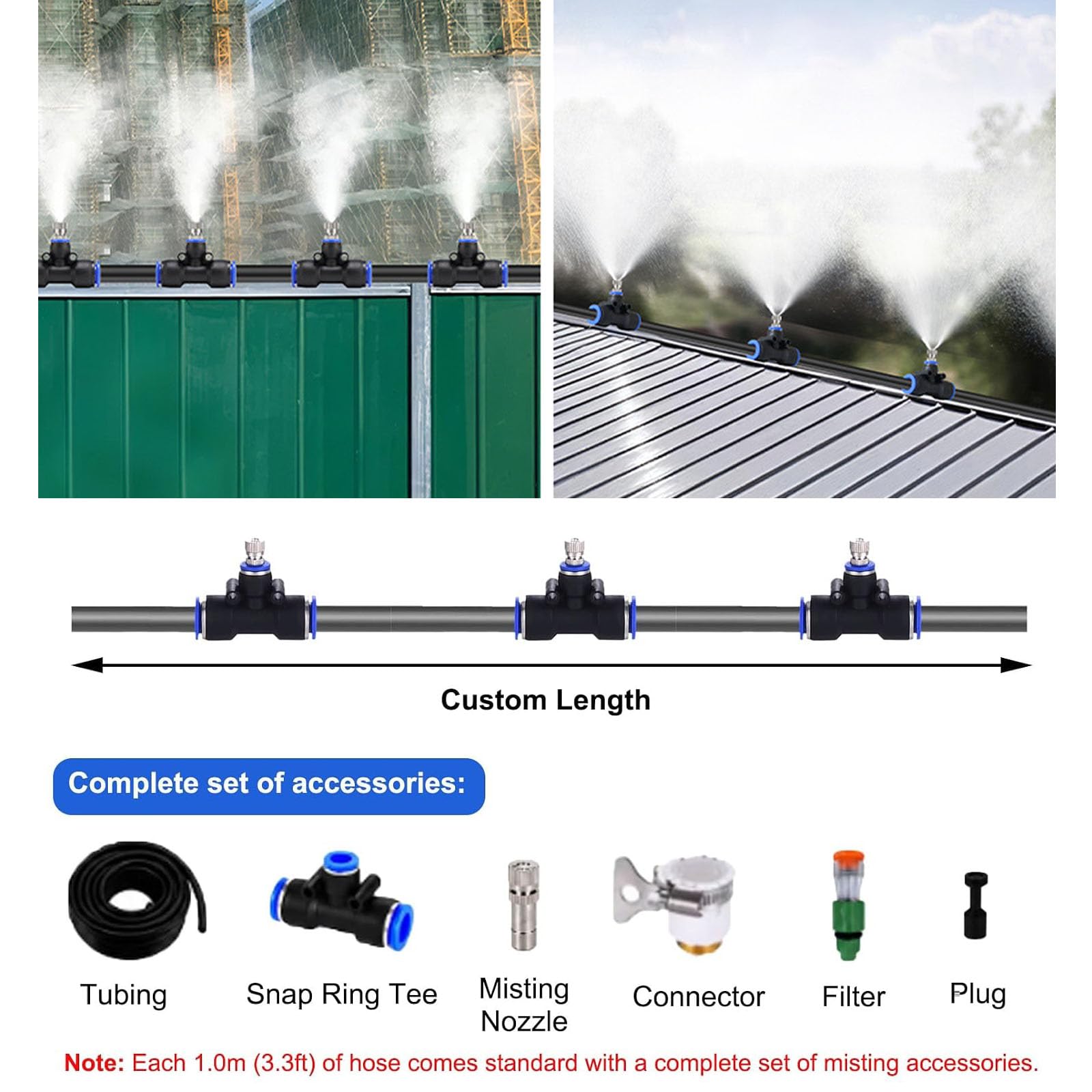 Kit De Sistema De Refrigeración por Nebulización | Equipos de Riego por Nebulización, Aspersores y Kits de Riego para Ganado, Plantas de Invernadero y Vallas de Construcción