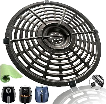 BeranWung 3.7QT Round Air Fryer Grill Plate for PowerXL/Chefman/Gowise/Crux Air Fryers, Upgraded Nonstick Air Fryer Grill Pan, Crisper Tray Rack Grate for Chefman 3.6QT/3.5QT Air Fryers