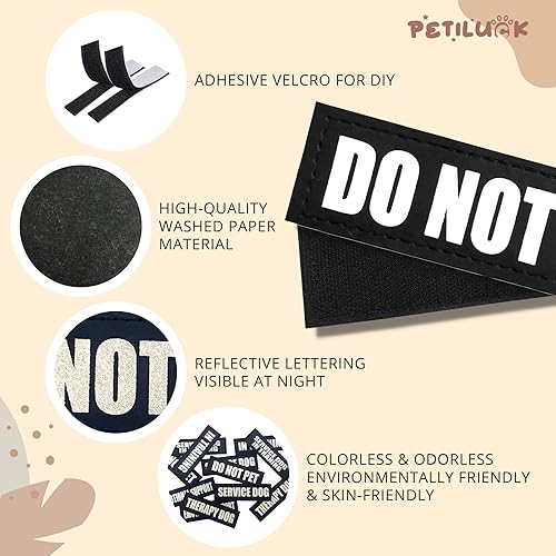 Miniatura 2 de PETILUCK Velcro reflectante para perros, para arnés de perro, collar, chaquetas, chaleco, parches de chaleco para perros de servicio extraíbles,