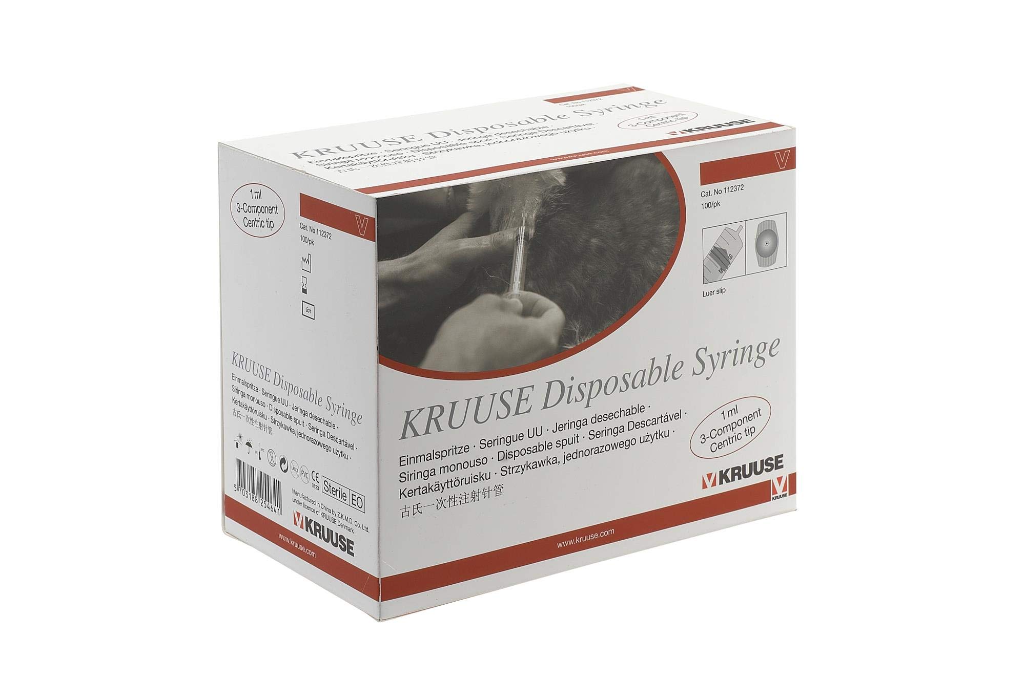 Kruuse Strzykawka jednorazowa 3 składniki, 100 sztuk, 1 ml