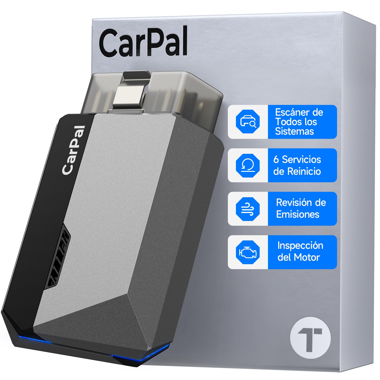 TOPDON Carpal-A obd2 Diagnosis Bluetooth, Diagnosis Coche multimarca para iOS y Android, Completo del Sistema& 6 Funciones de Reinicio, guía de reparación,1 año de actualizaciones gratuitas