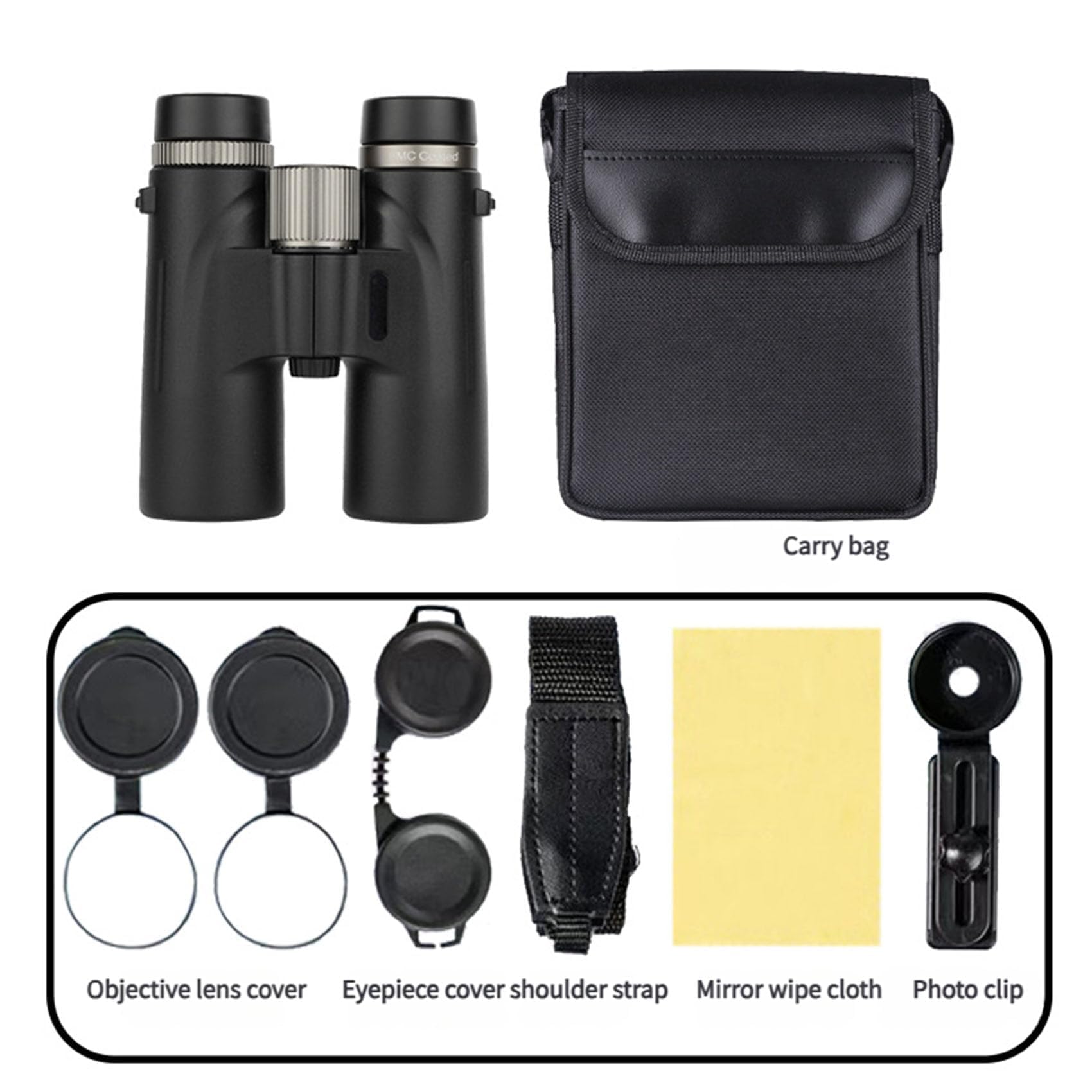 Jumelles 12x42 HD pour Adultes – Étanches, antibuée et compactes, pour l'observation des Oiseaux, la Chasse et Les Voyages (Black)