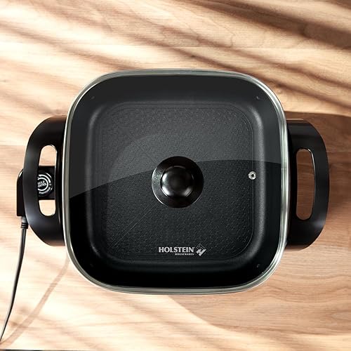 Miniatura 6 de Holstein Housewares Sartén eléctrica de 12 pulgadas y sartén con tapa de vidrio, revestimiento antiadherente, control de temperatura con sonda de