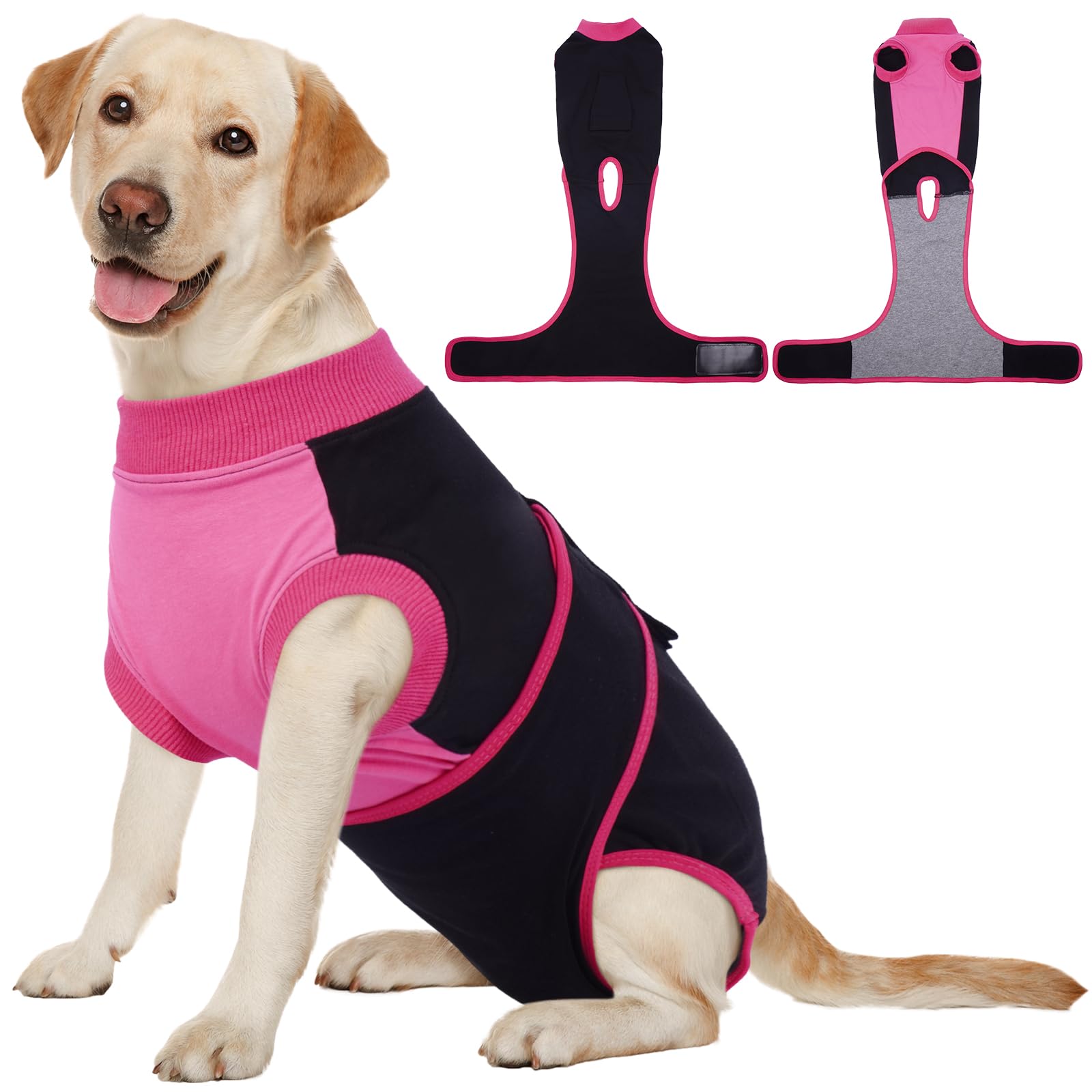 Kuoser Dog Recovery Suit, Female Male Spay Neuter Surgery Suit, Black, XXL