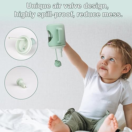 Miniatura 3 de Laucci Vasos de paja para bebés de 6 a 12 meses y niños pequeños de 1 a 3 años, vasos de vidrio con asas para bebés, sin BPA, no tóxico, a prueba de