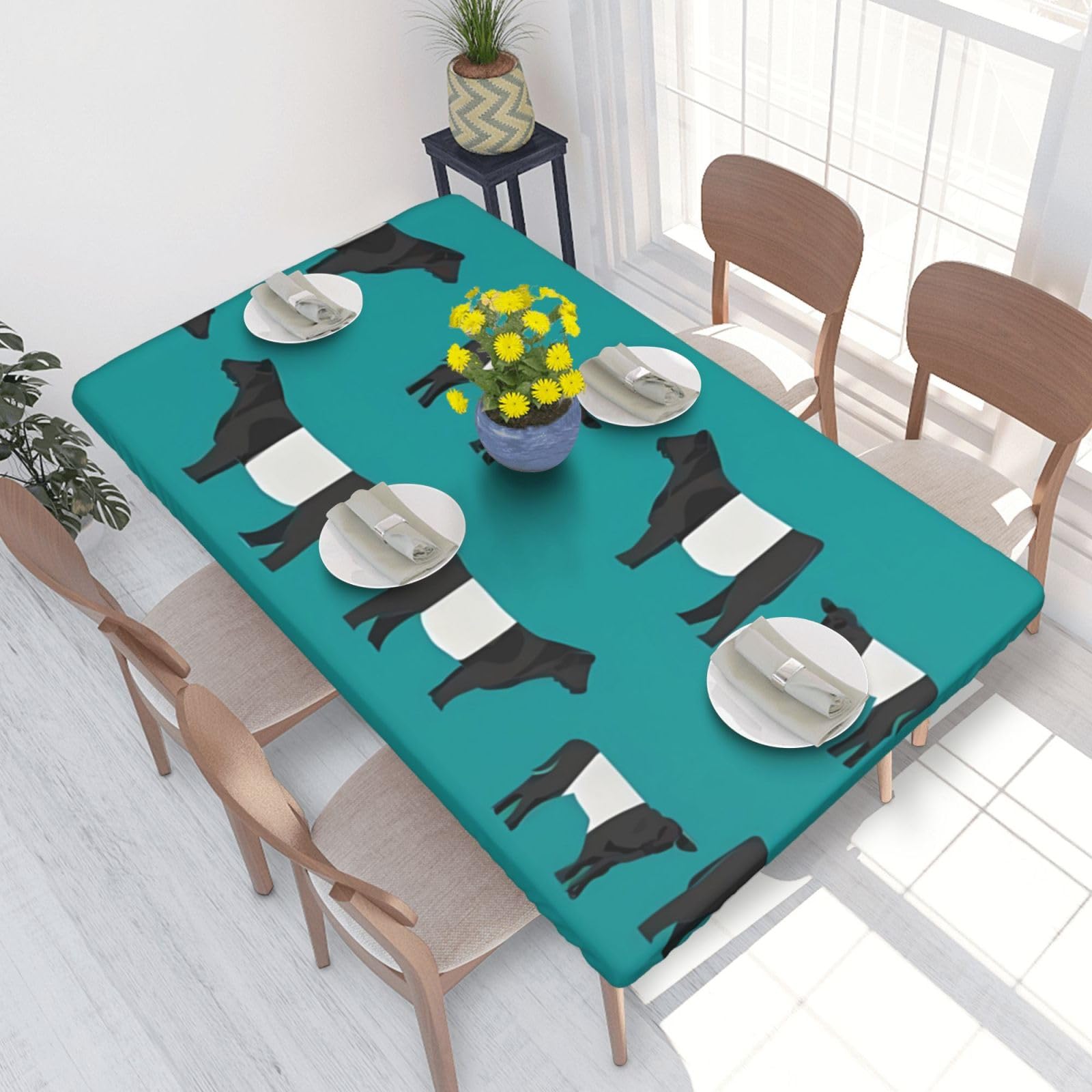 BNVSADC Galloway Cow Printed 4FT Tablecloth 122x76 CM Polyester Kitchen Water Resistant Table Cloth Dining Table Decoration Table Covers