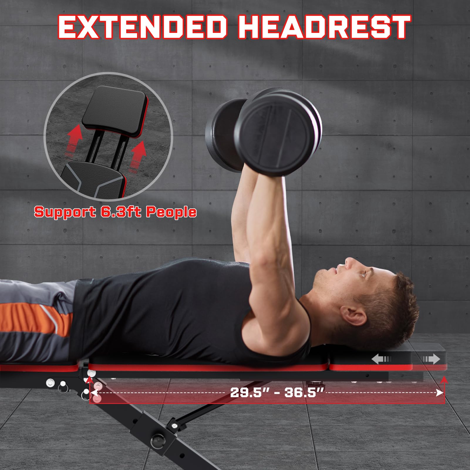 Adjustable Weight Bench - Bench Press for Full Body Workout | Foldable Workout Bench for Home Gym, Strength Training Bench to Incline Decline Flat w/Leg Extension and Pracher Pad