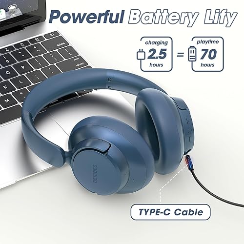 Miniatura 3 de BERIBES - Audífonos híbridos inalámbricos con cancelación activa de ruido mejorados, modos transparentes, 70 horas de reproducción, audífonos