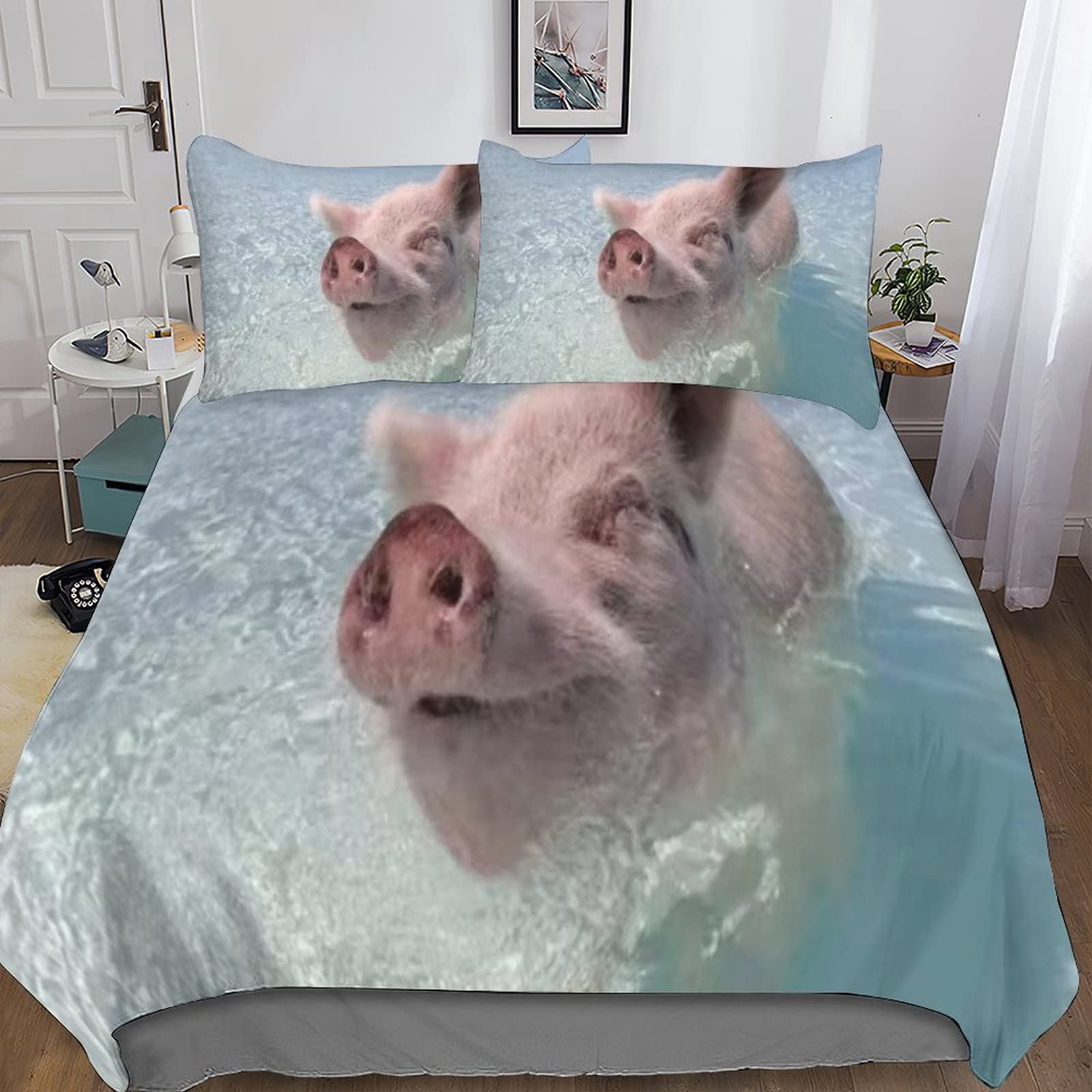 Housse de couette en polycoton avec fermeture éclair pour enfiler votre lit double sans effort