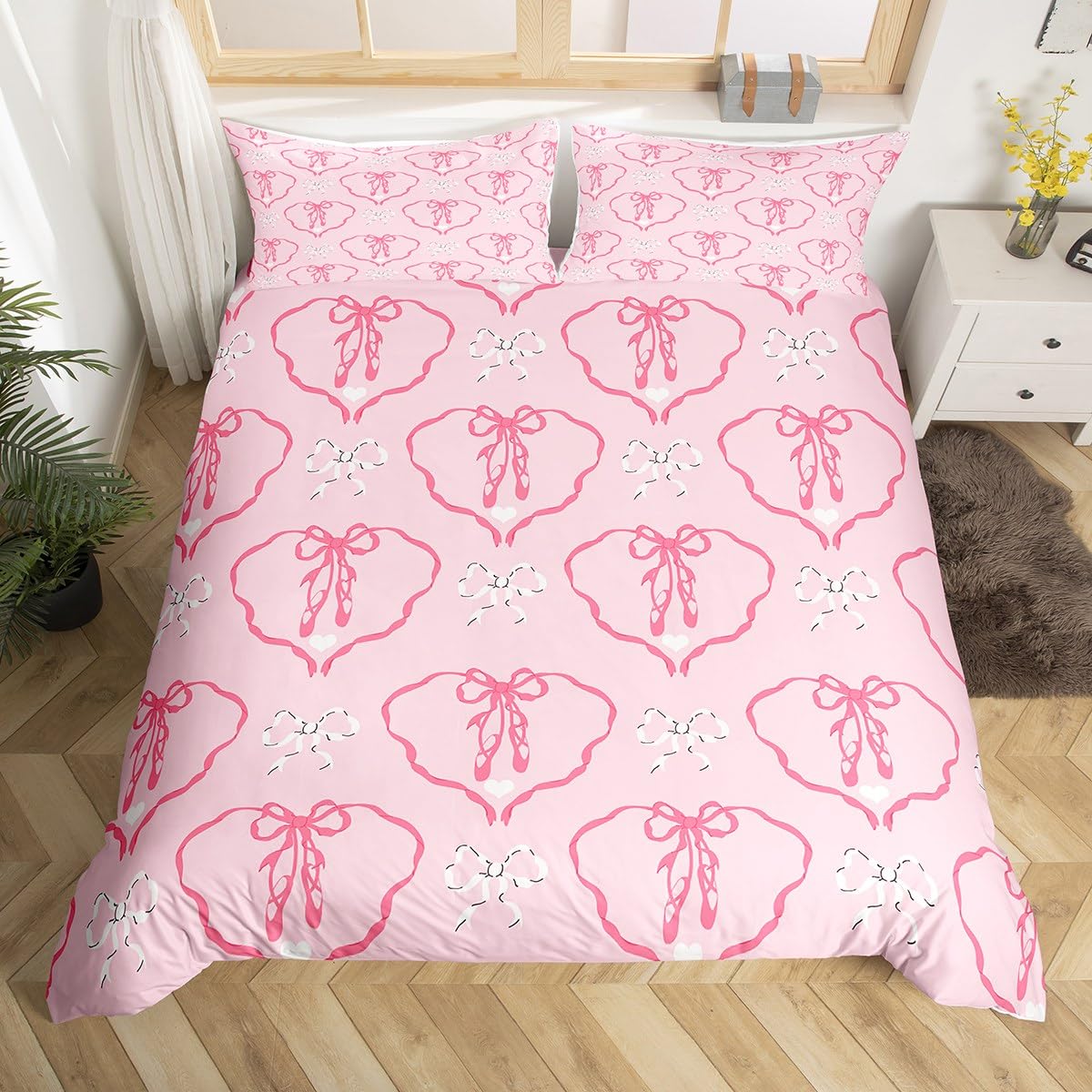 Housse de couette rose avec taie d'oreiller pour rafraîchir un lit de princesse