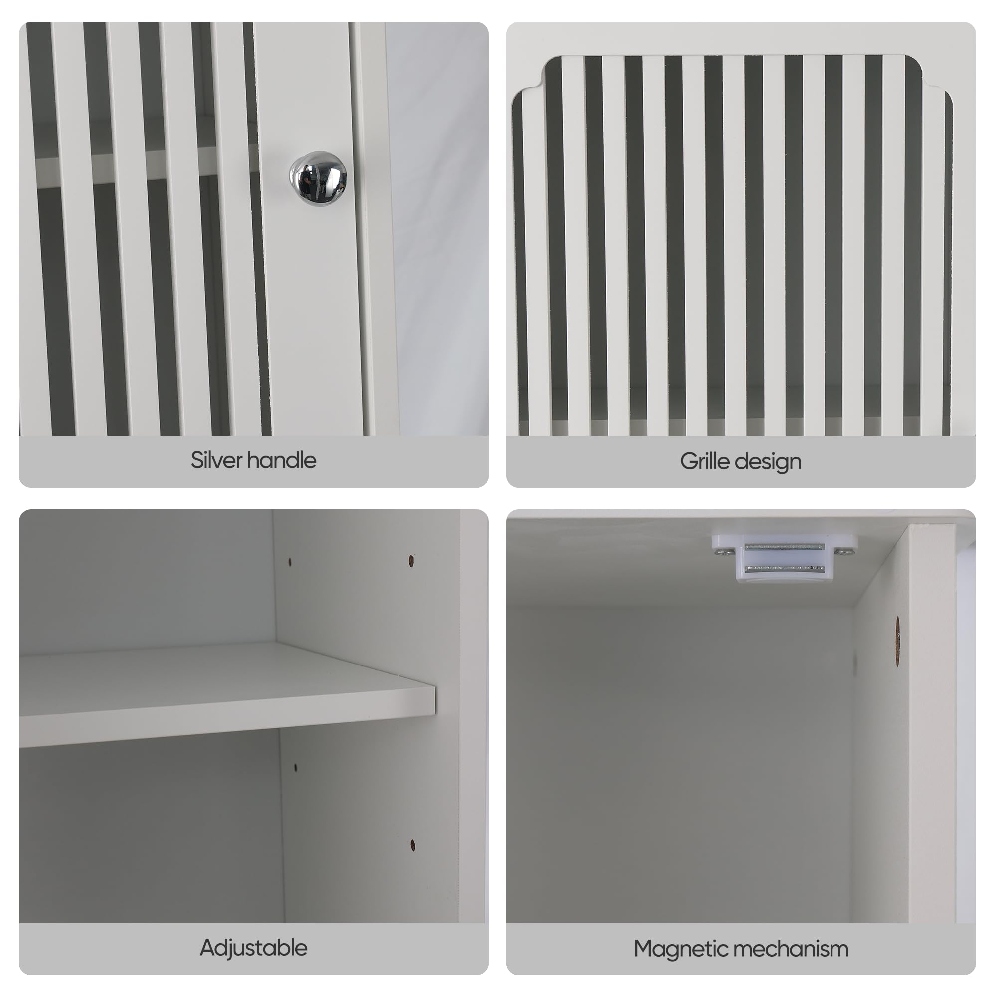 Armadietto da bagno alto 163 cm, modello autoportante con ripiani regolabili e anta lamellare, armadietto stretto con più scomparti, bianco