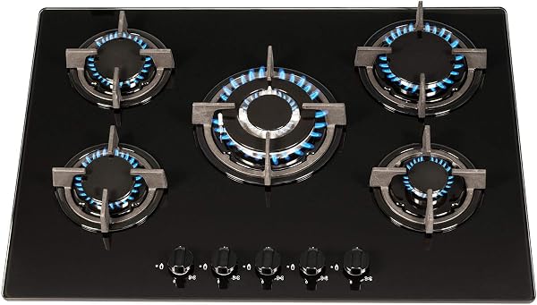 SIA Black Touch Control Single Oven, 5 Burner Gas Hob And Chimney Extractor Fan - 3