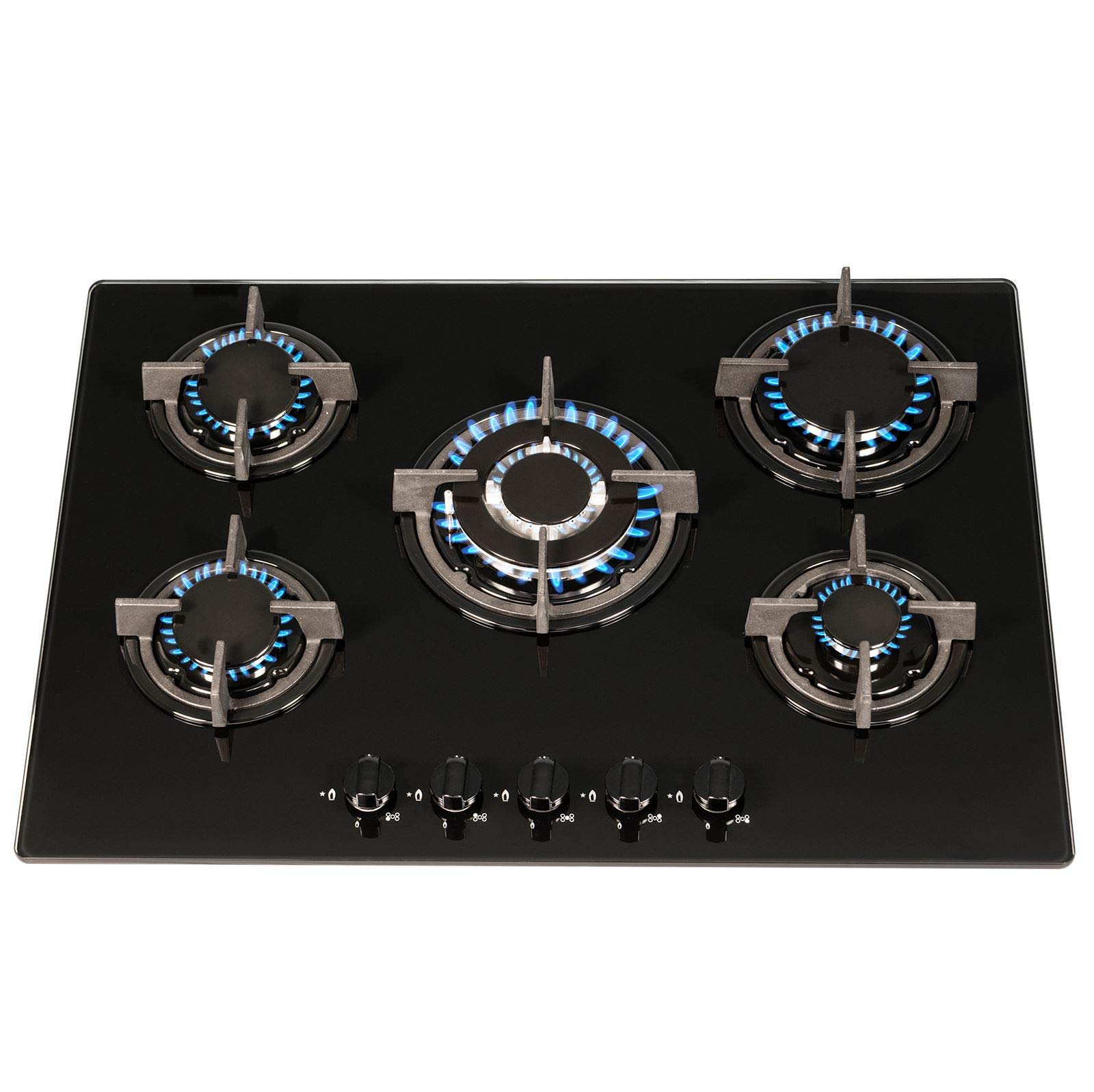 SIA Black Touch Control Single Oven, 5 Burner Gas Hob And Chimney Extractor Fan — view 3
