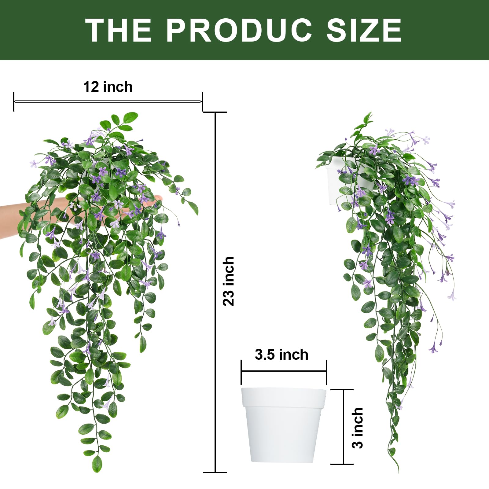 Blafrozzing Artificial Hanging Plants, 2Pcs Fake Ivy Vine Artificial Ivy Leaves with Purple Flowers for Wedding Wall House Room Patio Indoor Outdoor Home Office Decor Purple