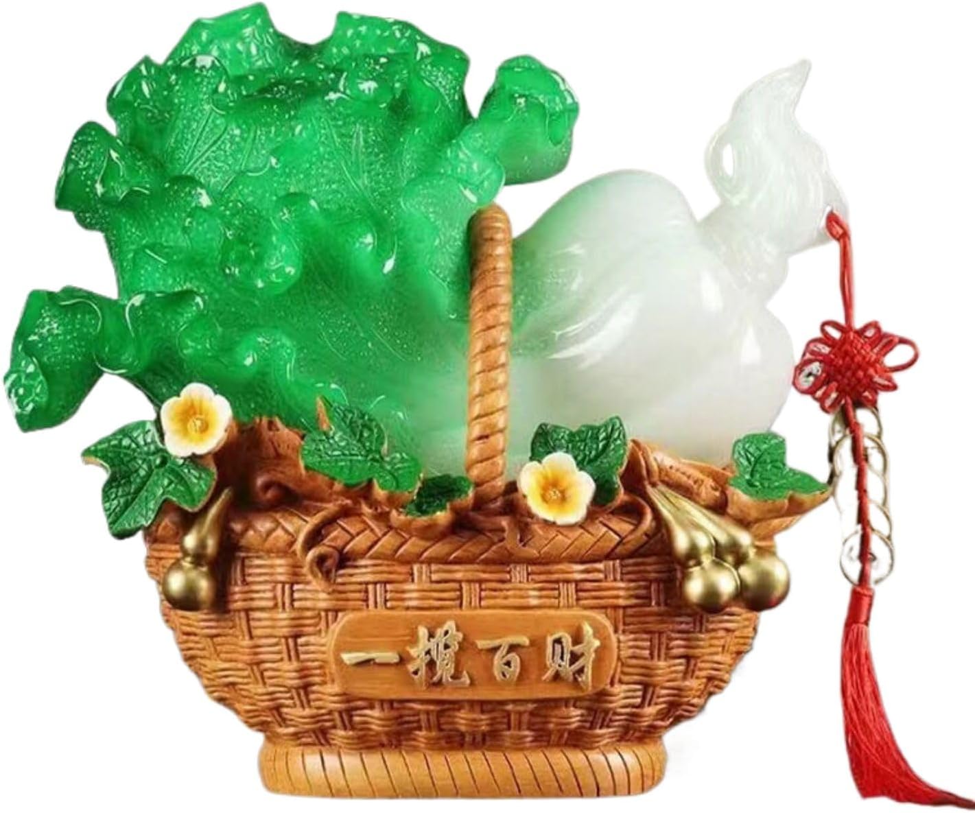 家居白菜摆件 Feng Shui Figurine Home Office Decor Chinese Gifts 工艺品一揽百财家里玄关电视机柜酒柜隔断博古架摆放 8510