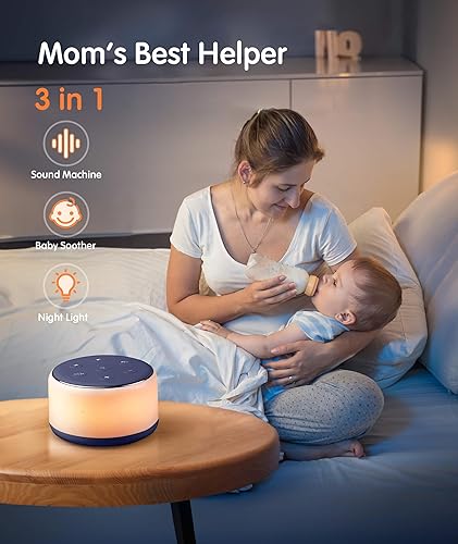 Miniatura 2 de FamiSym Máquina de sonido para bebés, niños y adultos, máquina recargable de ruido blanco para dormir con luz nocturna, 34 sonidos relajantes,