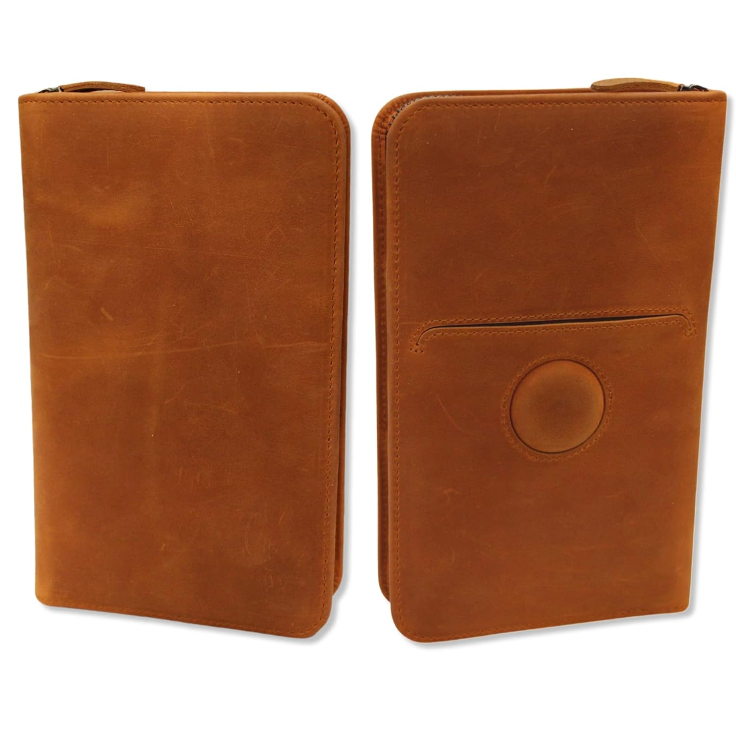 Genuine Leather Family AirTag Passport Holder Multiple Passport