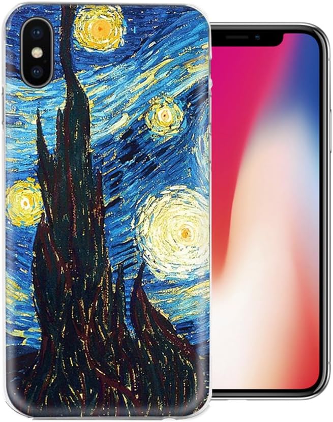 iPhone X Case, iPhone 10 Case, MISSCASE Clear Starry Night Interactive Animation Pattern Soft Flexible TPU Back Cover (Mountain)