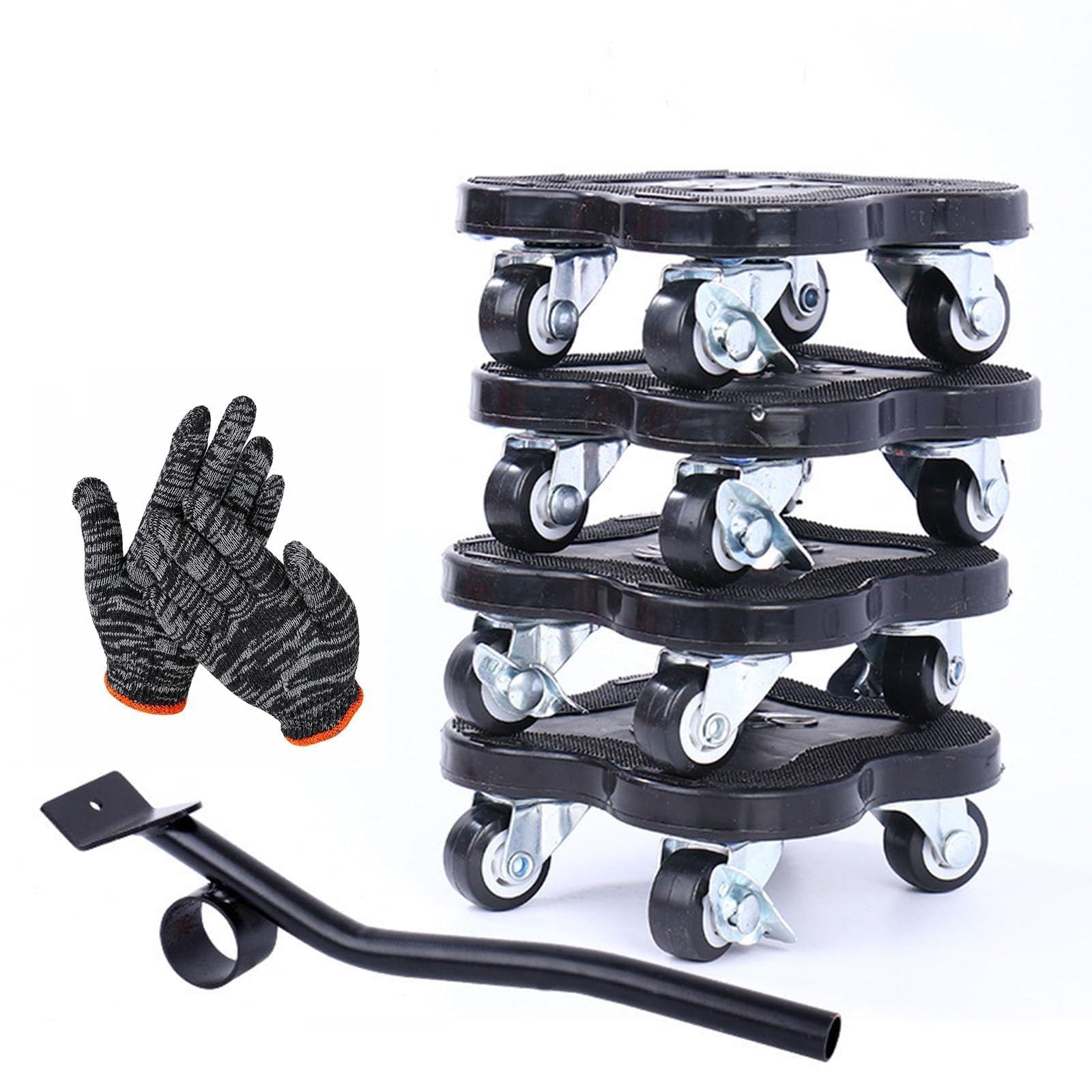Kit Trasporto Mobili Ruote Sollevatore Carrello, Pattini Rulli per Carichi Pesanti Include Attrezzo Sollevatore 4 Basi con Ruote. Sposta Facilmente Mobili, Pianoforti E Attrezzature