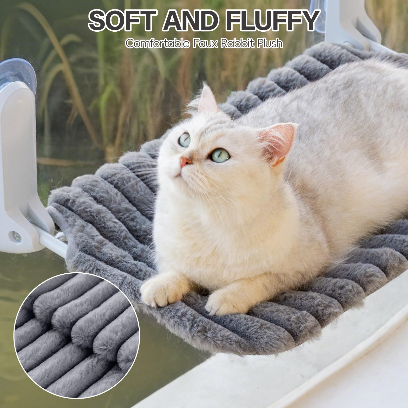 MEWOOFUN Foldable Cat Window Perch With Reversible Cover - Sturdy 18kg Capacity Cat Hammock For Sunbathing (Camel, Medium) 6 thumbnail image