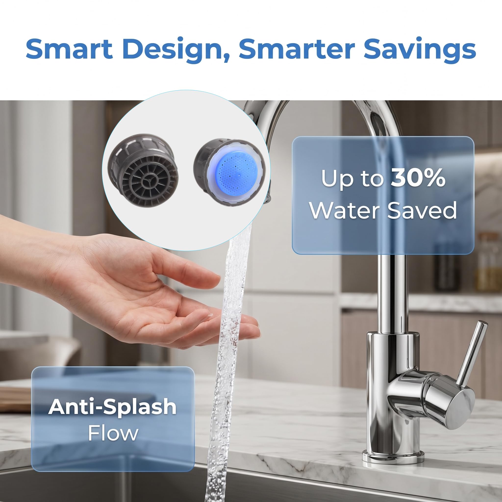 LaWana 116711 Wasserhahn-Luftsprudler für Moen, 1,5 GPM wassersparender Belüftereinsatz, Ersatz für Küchen- und Badezimmerarmaturen, 2 Stück, kompatibel mit Moen 116711 Wasserhahn-Teilen (Blau 116711)