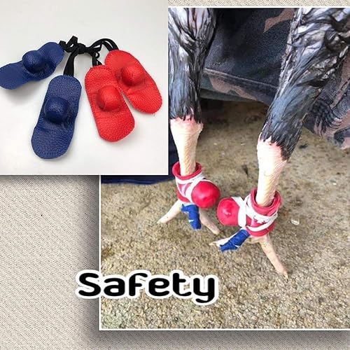 Miniatura 2 de A.D.P. Pollo de protección de refuerzo de gallo para aves de corral de seguridad, suministros de cría para gallos, 2 pares de color azul y rojo,