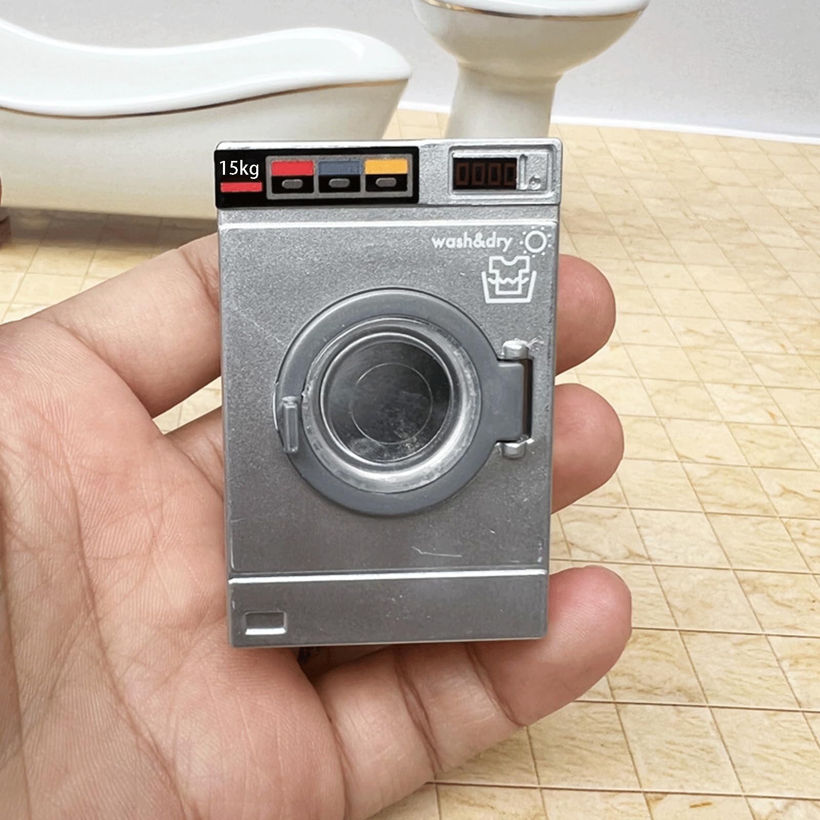 Milageto Simulation Dollhouse Washing Machine Miniature 1/12 Accessories Decor Ornament Scene Dollhouse for Bathroom Washroom - Image 4
