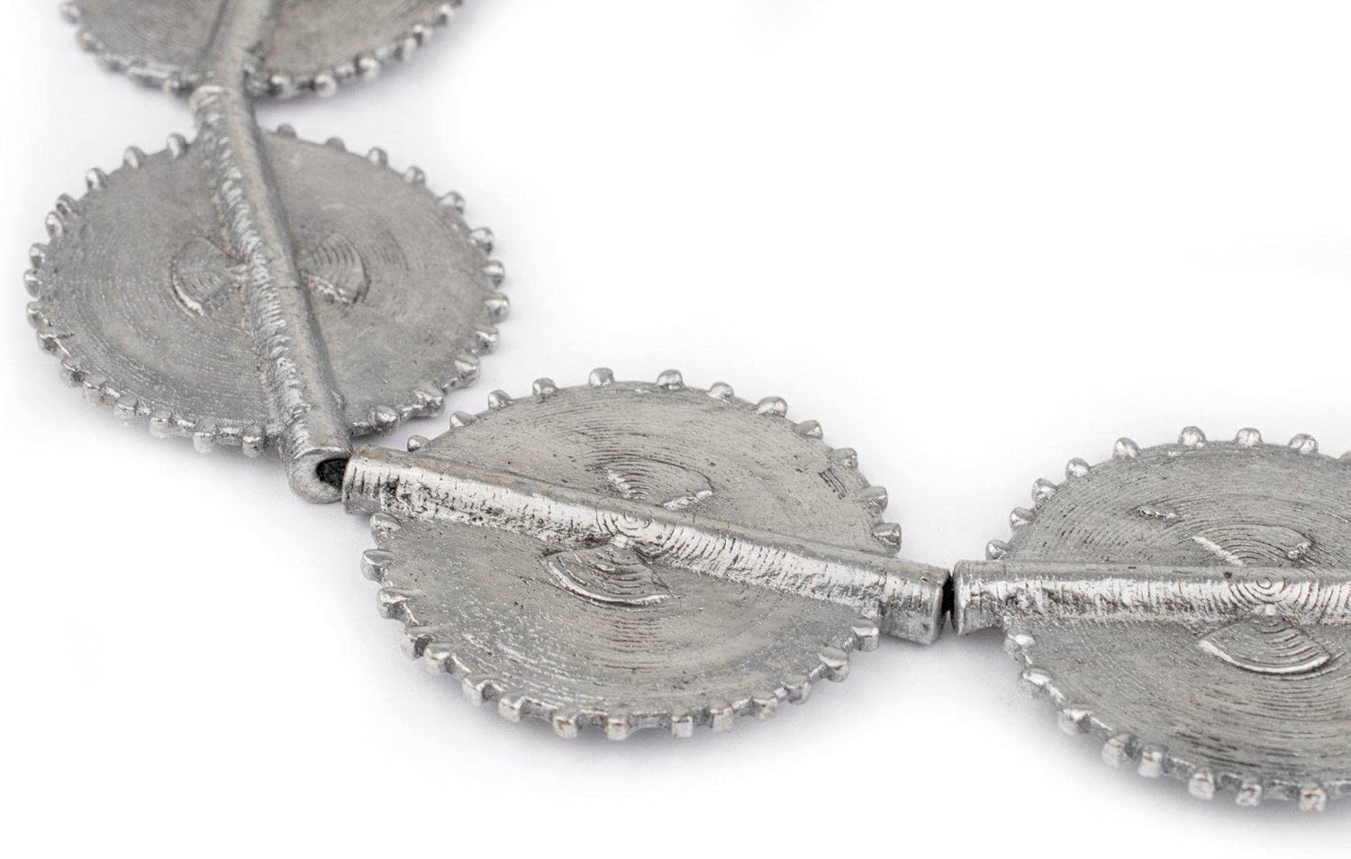 The Bead Chest Silver Baule Beads, African Tribal Brass-Plated Flat Tabular Ethnic Ivory Coast Jewelry Making Supplies for Necklaces and Bracelets