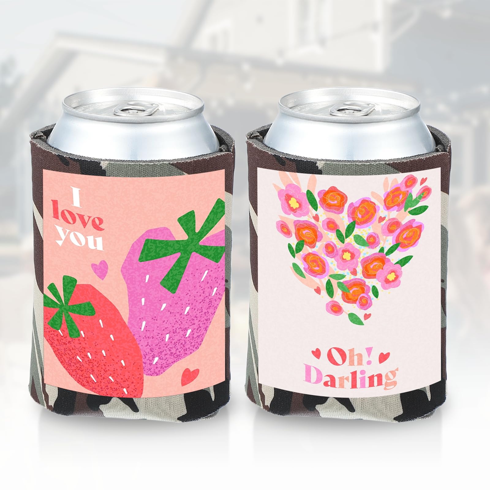PATIKIL Blank Beer Can Cooler Sleeves,50Pcs Plain Bulk Collapsible Bottle Sleeve Insulated Foam Can Cover for 10oz Bottle Can Wedding Party Event HTV Sublimation,Army Camouflage - Image 4