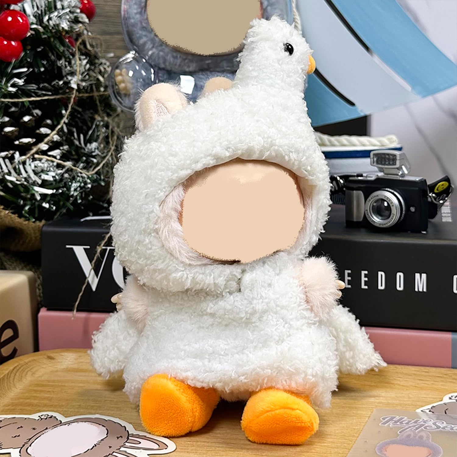 2Pcs Clothes for 17cm Doll, Pink Rabbit Cosplay Dress for Doll, Cute Doll Outfit Accessories, No Doll,Pink and White(K)