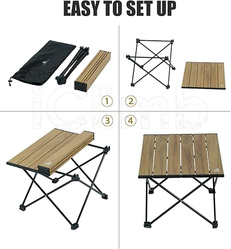 Miniatura 5 de iClimb Mesa plegable de camping compacta ultraligera con bolsa de transporte (Naturaleza - L)
