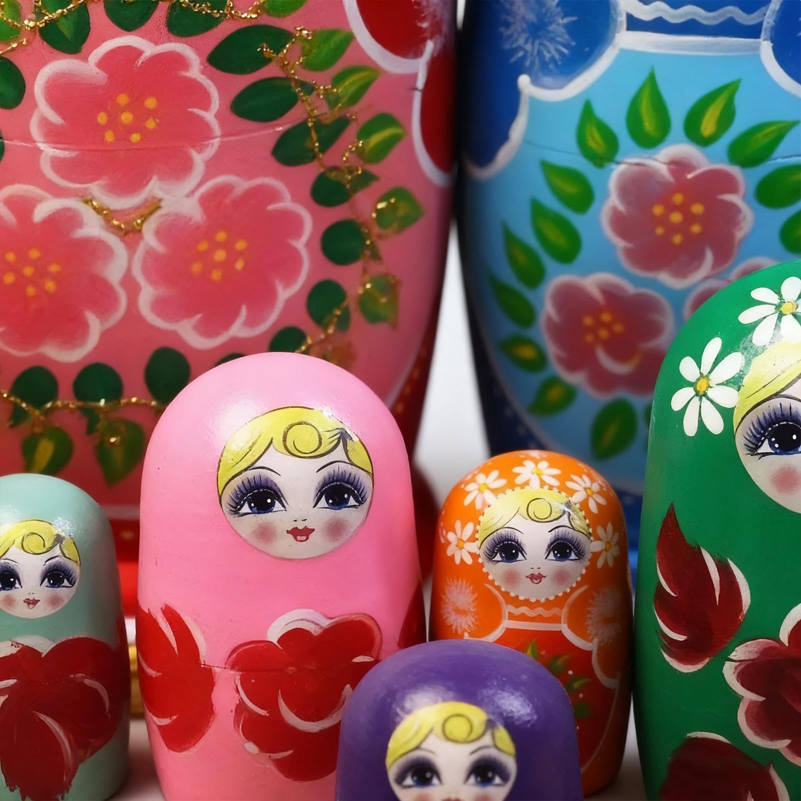 Bambole impilabili in legno dei cartoni animati 10 pezzi - Giocattolo per nidificazione dipinto a mano | Educativo formato gioco di smistamento decorazione camera dei bambini abilità motorie