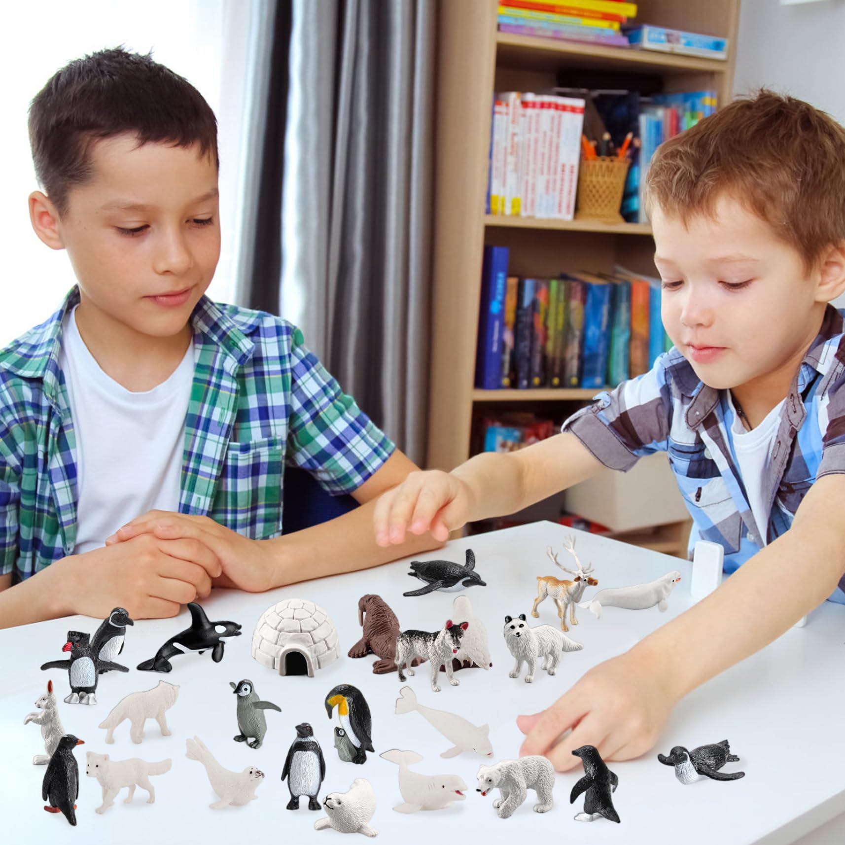 26 pz/Set Figurine di Animali polari per Bambini, Figurine realistiche di Animali polari in plastica, Giocattoli di Piccoli per Bambini, educazione precoce, Figure di Topper Cupcake