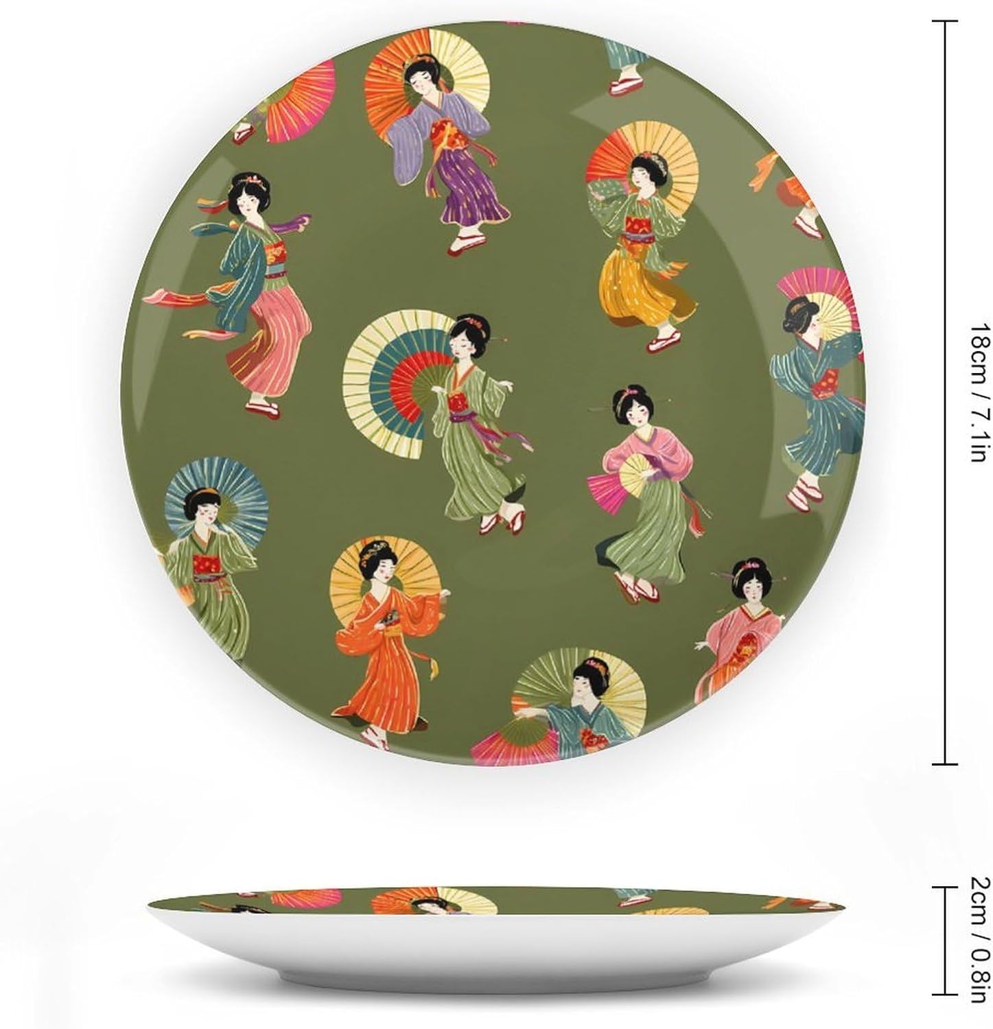 Japanese Geisha Pattern Bone China Decorative Porcelain Plates Dinnerware Ornaments