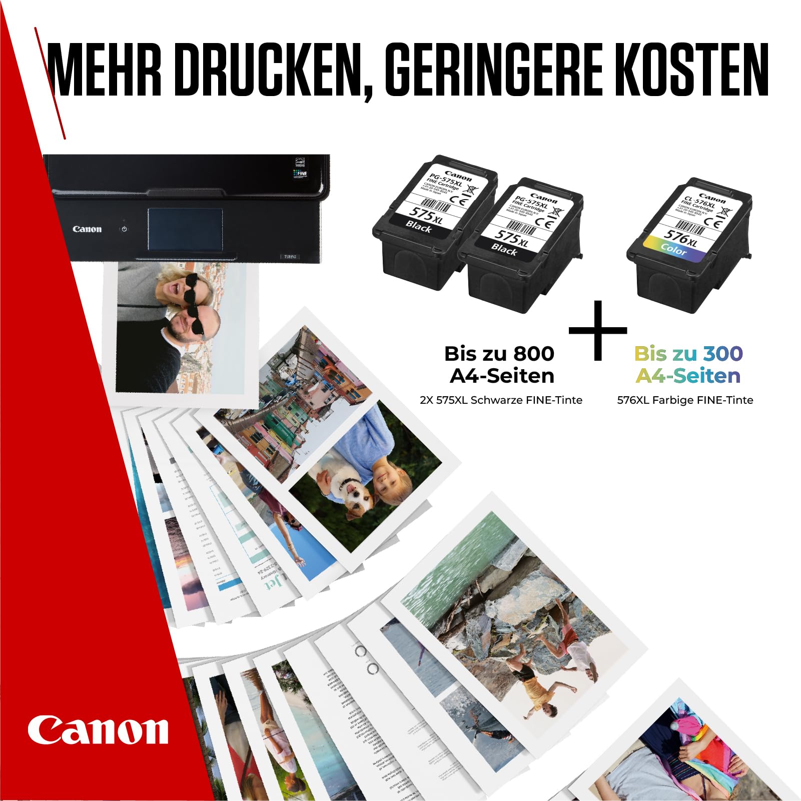 Canon Tintenpatronen - PG-575XL/CL-576XL Original Druckerpatronen mit hoher Reichweite 3er Pack (2 x Schwarz, 1 x Farbe)