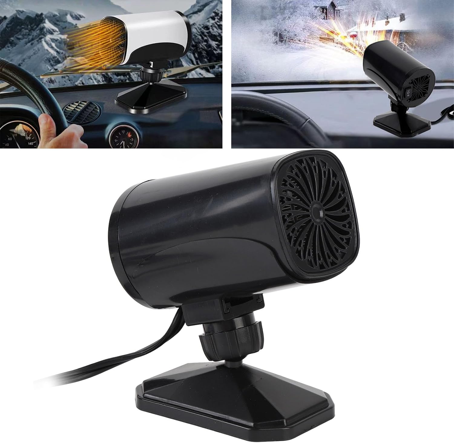 Portable Car Heater 12V/24V, Fast Windshield Defrost & Defog, Plug-in Heater for Cars