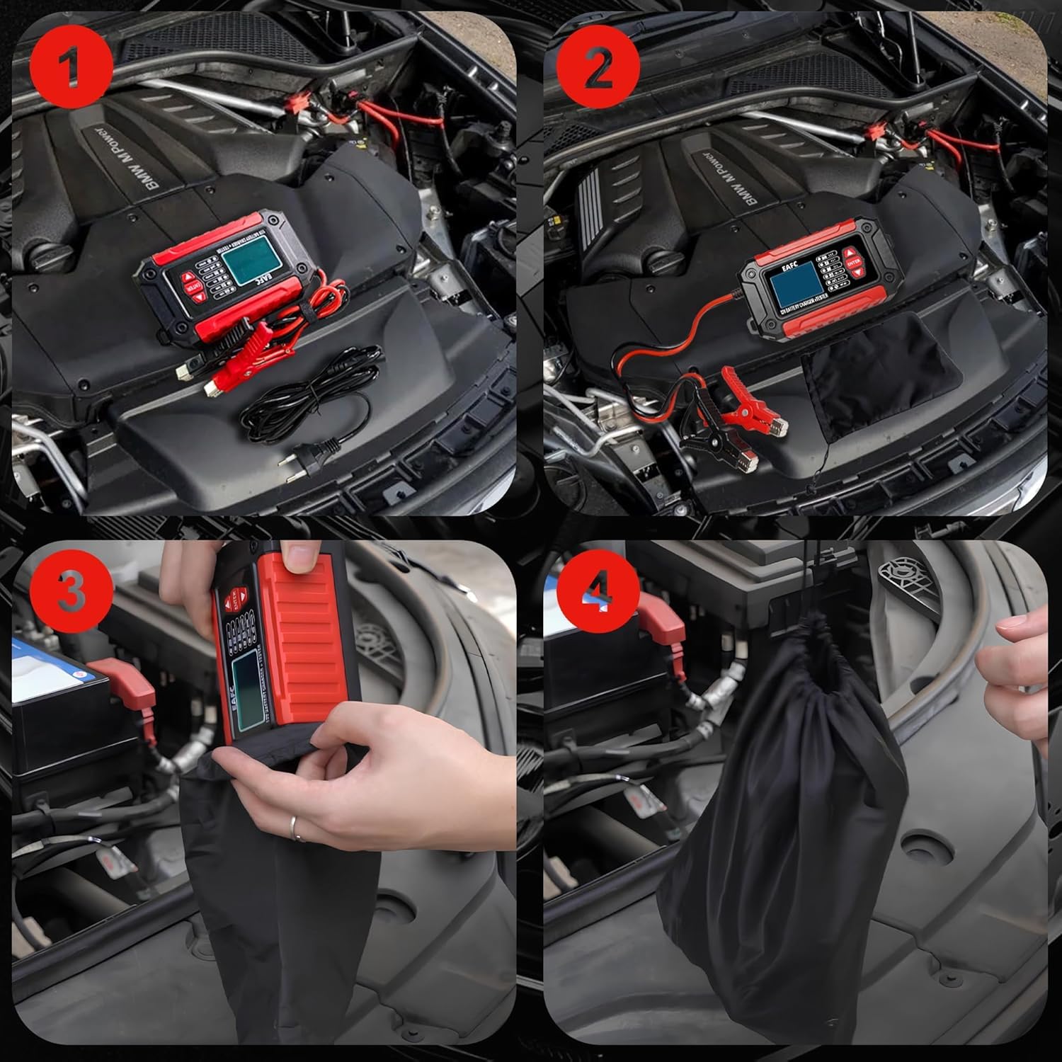 12V Chargeur Batterie Voitures 6A, Testeur de Batterie 100-2000 CCA 4-120Ah, Maintien de Chargeur de Piles Analyseur Compatible 12V Batterie au Plomb, AGM, Gel, pour Voiture, SUV, Moto, Bateau