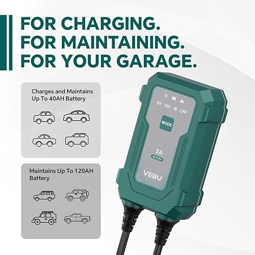 Miniatura 6 de Cargador de batería inteligente 2A y mantenedor  Automático para baterías de plomo ácidolitio de 6 V12 V con carga de goteo, desulfatación y