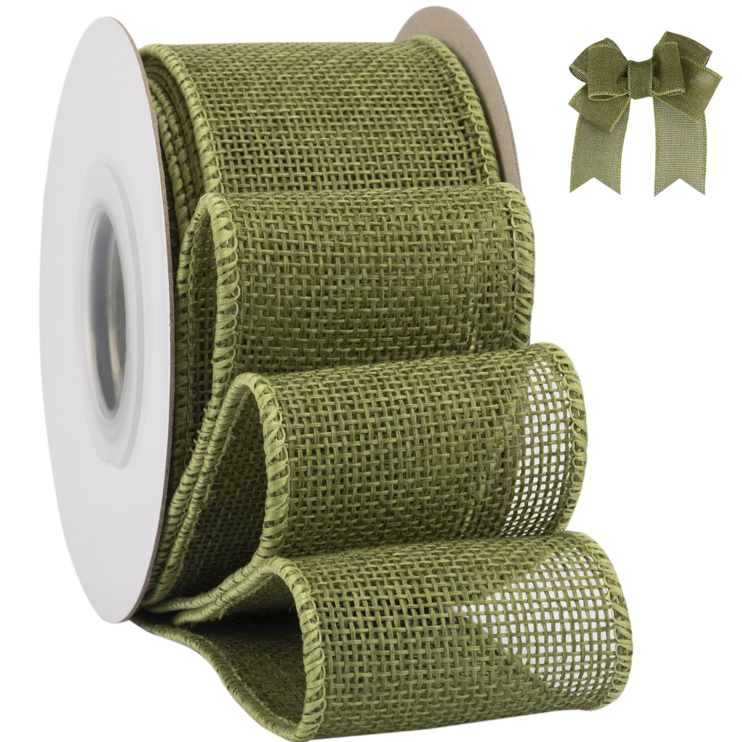 Tekdeere Burlap Ribbon 50mm x 9 Meters, Moss Wired Ribbon for Crafts, Gift Wrapping, Wreaths, Bows, Tree Decoration and Outdoor Decoration
