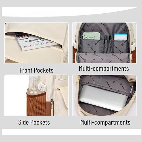 Miniatura 3 de Mochila Kawaii con bonitos accesorios, bolsas de equipaje de viaje al aire libre, mochila casual impermeable para laptop para mujer, Negro -,