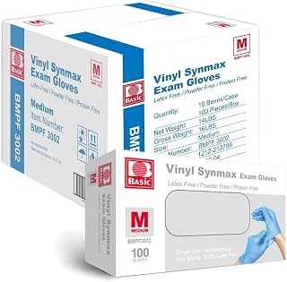 Jointown Synmax Blue Vinyl Exam Gloves, Latex & Powder-Free Disposable Medium - Bulk Case of 1000