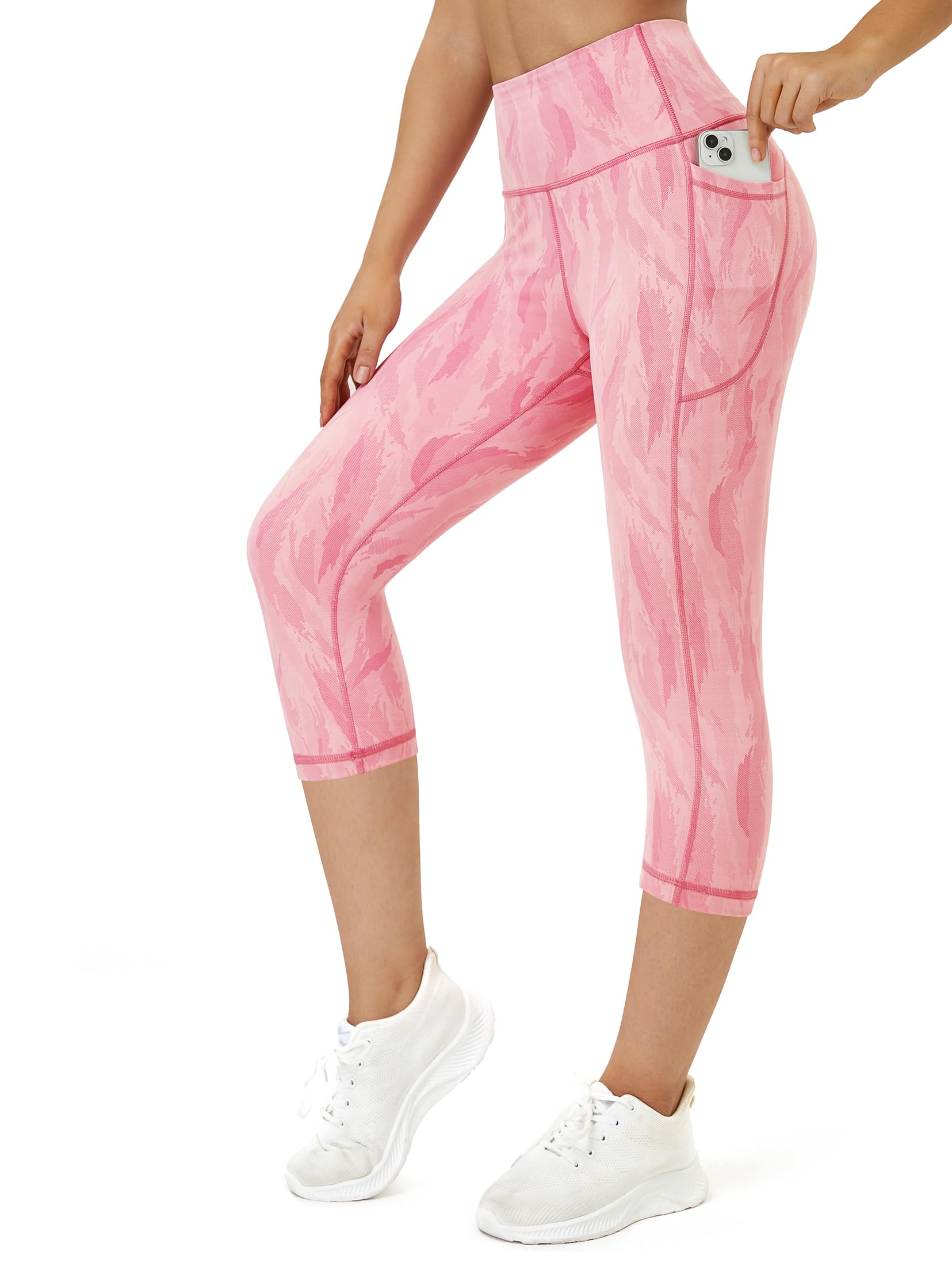 Flatik Damen 3/4 Blickdicht Laufhose und Fitnessleggings