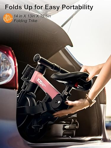 Miniatura 6 de XJD Bicicleta para niños pequeños, triciclo plegable 6 en 1 para niños de 1 a 4 años con mango de control parental, bicicleta de equilibrio con