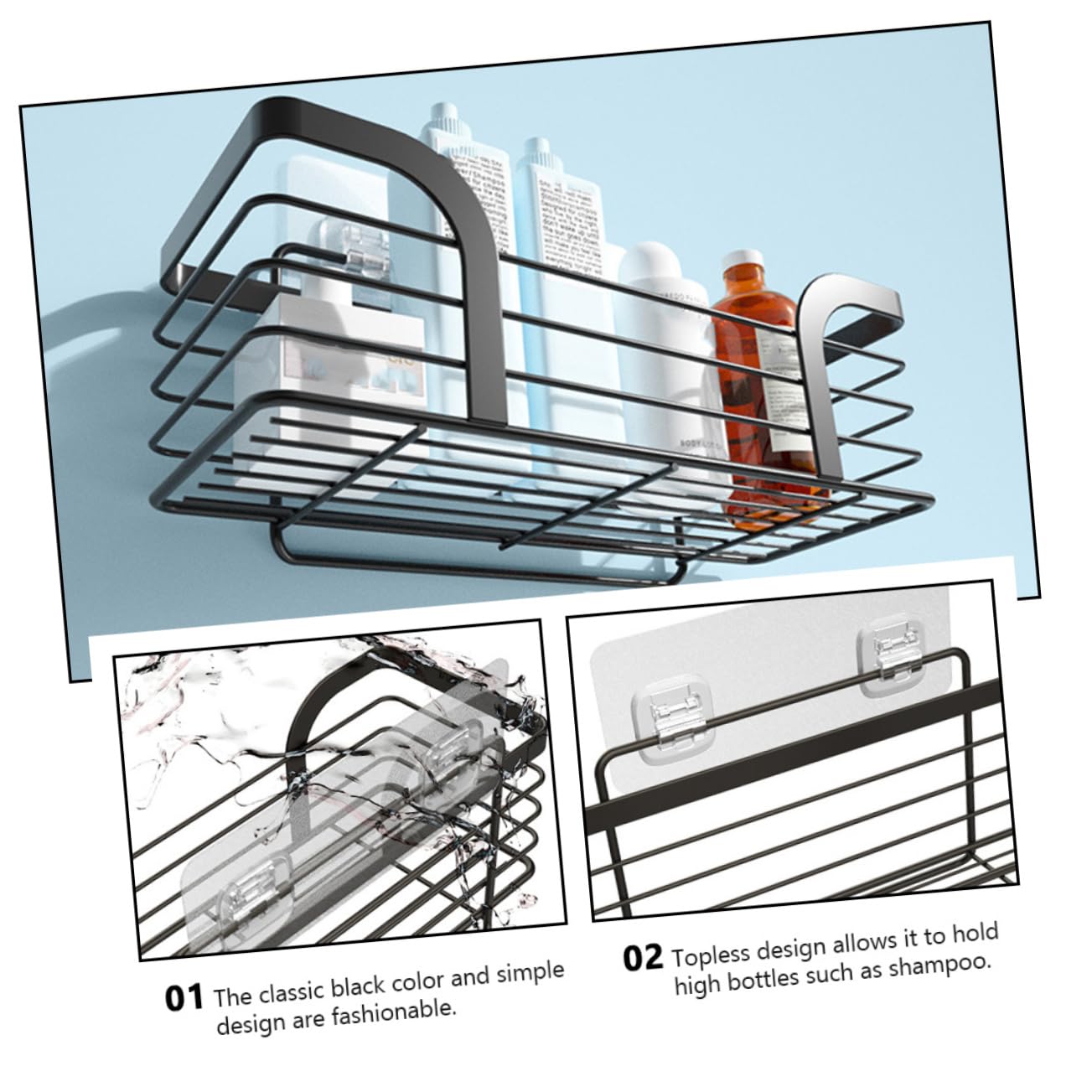 LABRIMP Estante De Baño De Acero Inoxidable Sin Perforación Organizador De Ducha Multifuncional Soporte Para Productos De Higiene Personal Para Baño y Cocina